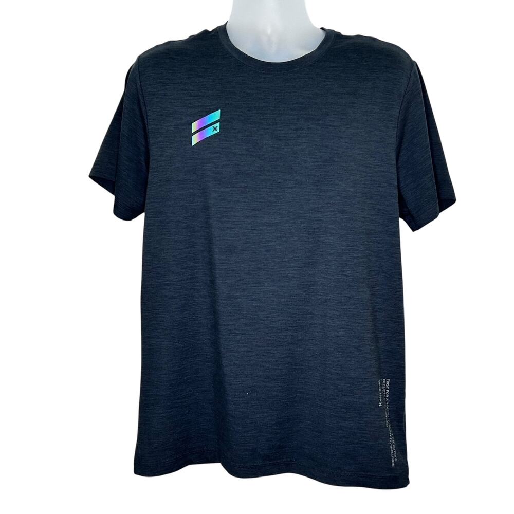 Hurley Mens Charcoal Gray Logo Short Sleeve T-Shirt Large - Picture 1 of 5